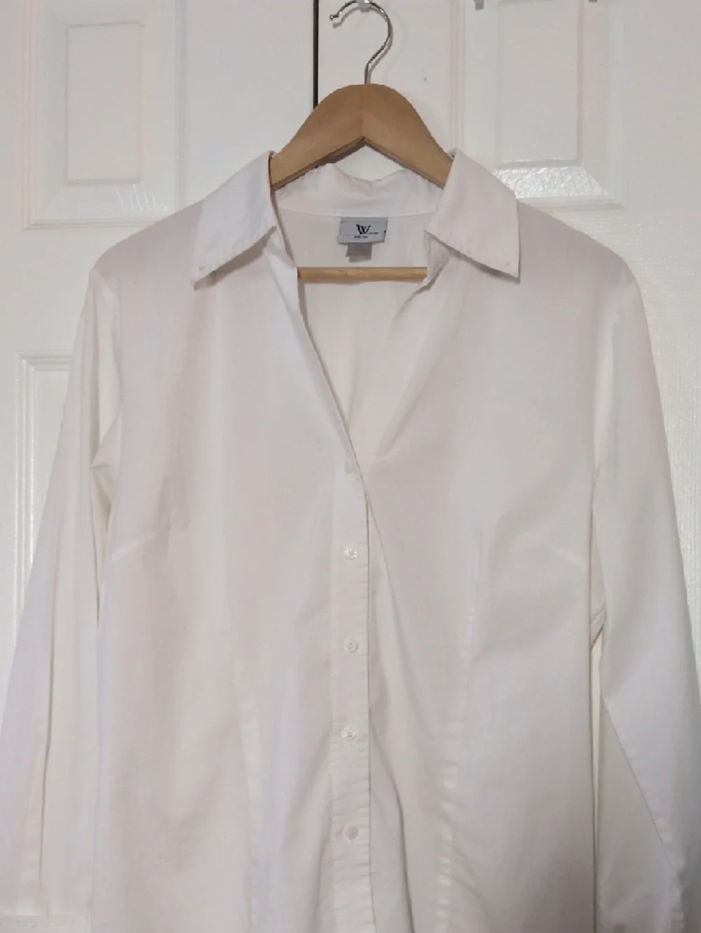 Worthington women's White Stretch Button-Up poplin Shirt size 14 - Picture 4 of 10